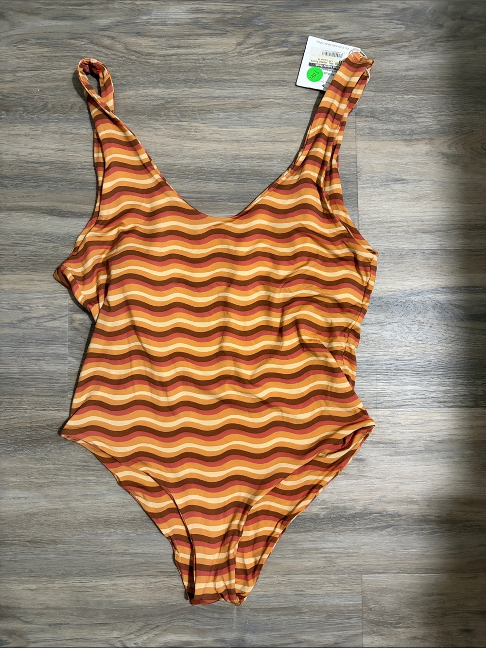 Women’s Striped Wave One-Piece Swimsuit — Orange Multi
